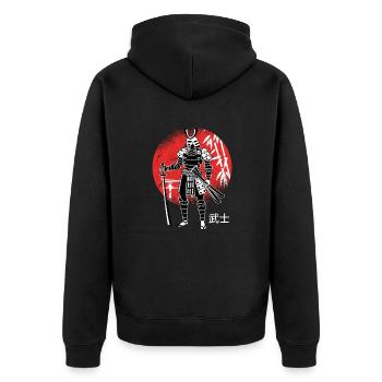 Japanese Samurai Japan Swordsman - Unisex Premium Organic Zip Hoodie - black - Back - Nico (187cm)