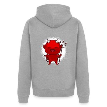 Petit Diable Satan Antéchrist - Veste à capuche bio Premium Unisexe - gris chiné - Dos - Nico (187cm)