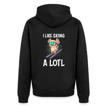 I like Skiing a lotl Ski Skier Apres Ski - Unisex Premium Organic Zip Hoodie - black - Back - Nico (187cm)