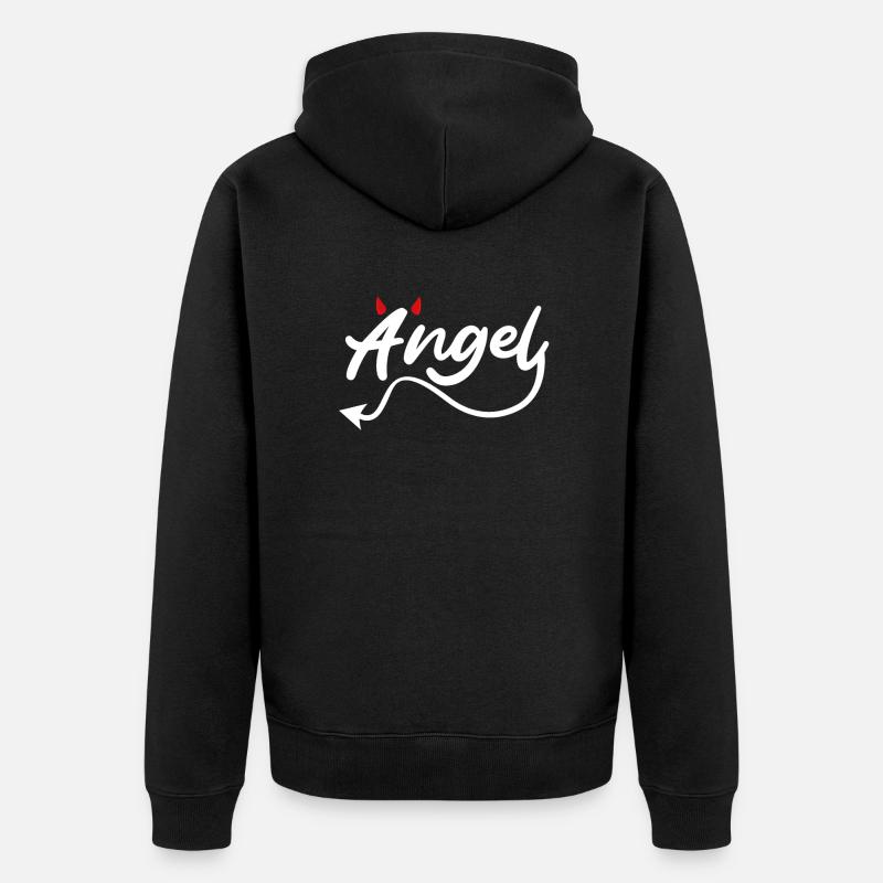 Teufel Teufelchen Engelchen - Unisex Premium Bio Zip Hoodie - Schwarz
