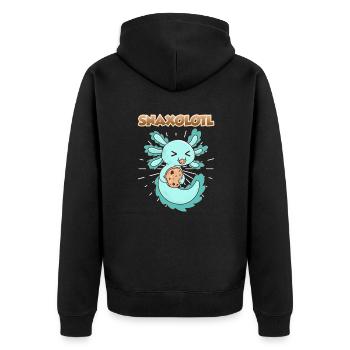 Snaxolotl Axolotl - Unisex Premium Organic Zip Hoodie - black - Back - Nico (187cm)