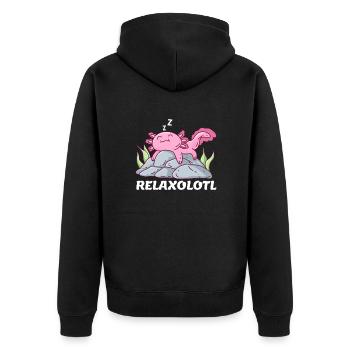 Relaxolotl - Unisex Premium Bio Zip Hoodie - Schwarz - Hinten - Nico (187cm)