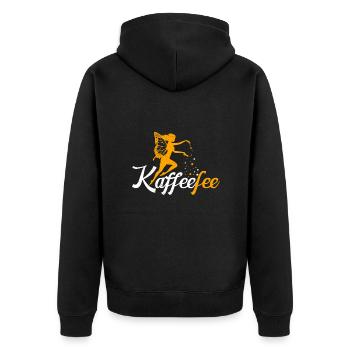 Kaffeefee Kaffee Fee Kaffee Trinker - Unisex Premium Bio Zip Hoodie - Schwarz - Hinten - Nico (187cm)