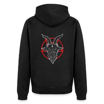 Satan Devil Pentagram Devil - Unisex Premium Organic Zip Hoodie - black - Back - Nico (187cm)