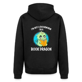 No Bookworm Book Dragon Dragon Children - Unisex Premium Organic Zip Hoodie - black - Back - Nico (187cm)