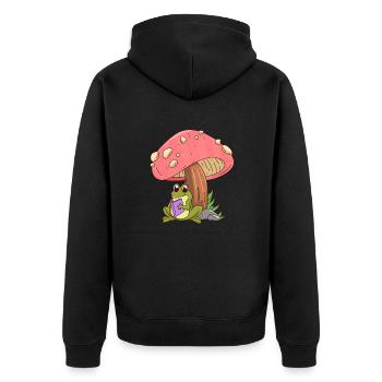 Read Frog Under Mushroom Book Teacher Books - Unisex Premium Organic Zip Hoodie - black - Back - Nico (187cm)