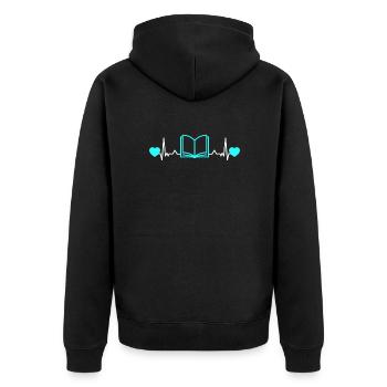 Bookworm Bookworm Books Heartbeat Heart - Unisex Premium Organic Zip Hoodie - black - Back - Nico (187cm)