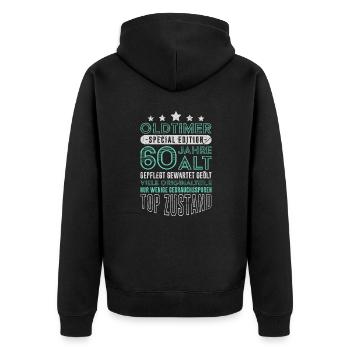 60. Geburtstag Oldtimer Auto 60 Jahre Geburtstag - Unisex Premium Bio Zip Hoodie - Schwarz - Hinten - Nico (187cm)