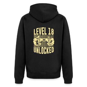 Level 18 unlocked 18 years birthday boy - Unisex Premium Organic Zip Hoodie - black - Back - Nico (187cm)