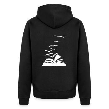 Rat de bibliothèque Oiseaux Mouettes Livres - Veste à capuche bio Premium Unisexe - noir - Dos - Nico (187cm)
