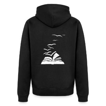 Livres Oiseaux Mouette Rat de bibliothèque - Veste à capuche bio Premium Unisexe - noir - Dos - Nico (187cm)