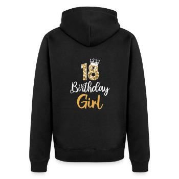 18ème anniversaire Fille 18 Anniversaire Fille 18 ans - Veste à capuche bio Premium Unisexe - noir - Dos - Nico (187cm)