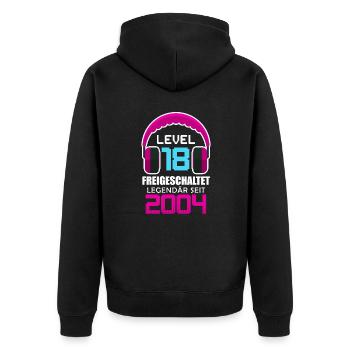 18. Geburtstag Mädchen Level 18 unlocked - Unisex Premium Bio Zip Hoodie - Schwarz - Hinten - Nico (187cm)