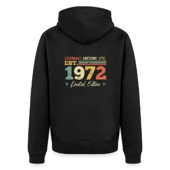 Legendary since 1972 50th birthday 50 years - Unisex Premium Organic Zip Hoodie - black - Back - Nico (187cm)