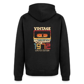 Vintage Original vintage 1972 50 years retro - Unisex Premium Organic Zip Hoodie - black - Back - Nico (187cm)