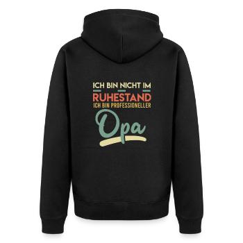 Professioneller Opa Großvater in Rente Pension - Unisex Premium Bio Zip Hoodie - Schwarz - Hinten - Nico (187cm)