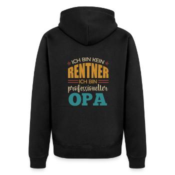 Kein Rentner 2022 Rente Ruhestand Opa - Unisex Premium Bio Zip Hoodie - Schwarz - Hinten - Nico (187cm)