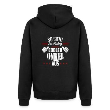 So sieht ein richtig cooler Onkel aus Onkel - Unisex Premium Bio Zip Hoodie - Schwarz - Hinten - Nico (187cm)
