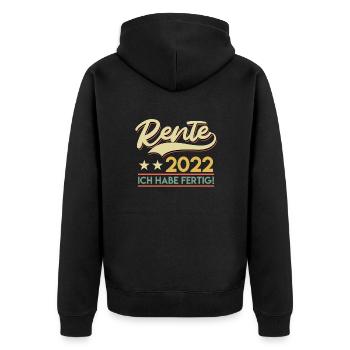 Rentner 2022 ich habe fertig Ruhestand Pension - Unisex Premium Bio Zip Hoodie - Schwarz - Hinten - Nico (187cm)
