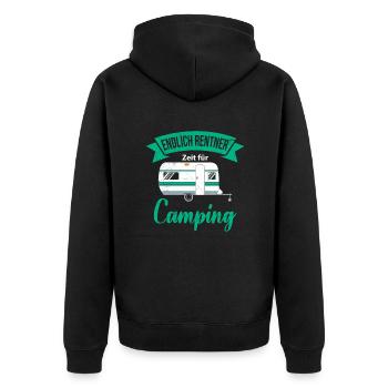 Rentner Camping Urlaub Wohnwagen Rente - Unisex Premium Bio Zip Hoodie - Schwarz - Hinten - Nico (187cm)