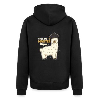 Call Me Master Degree - Unisex Premium Organic Zip Hoodie - black - Back - Nico (187cm)