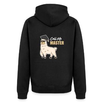 Alpaka Master Abschluss Master - Unisex Premium Bio Zip Hoodie - Schwarz - Hinten - Nico (187cm)