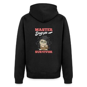 Master Degree Survivor Master Abschluss - Unisex Premium Bio Zip Hoodie - Schwarz - Hinten - Nico (187cm)