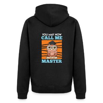 Master Abschluss Master Eule Master 2022 - Unisex Premium Bio Zip Hoodie - Schwarz - Hinten - Nico (187cm)