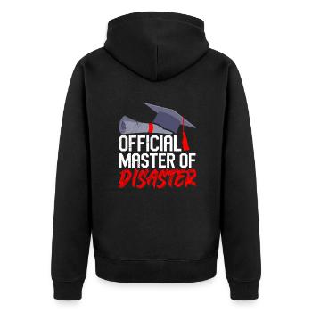 Offizieller Master of Disaster Master Abschluss - Unisex Premium Bio Zip Hoodie - Schwarz - Hinten - Nico (187cm)
