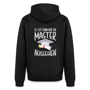 Nur ein Master kann so gut aussehen Master - Unisex Premium Bio Zip Hoodie - Schwarz - Hinten - Nico (187cm)