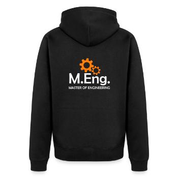 Master of Engineering Master Ingenieur Master 2022 - Unisex Premium Bio Zip Hoodie - Schwarz - Hinten - Nico (187cm)