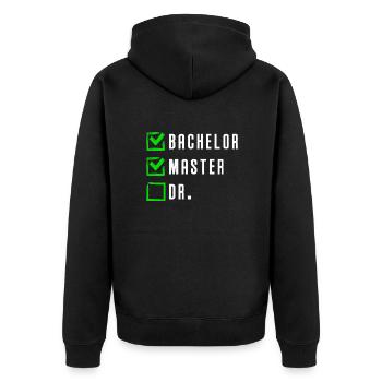 Master Abschluss Master 2022 - Unisex Premium Bio Zip Hoodie - Schwarz - Hinten - Nico (187cm)