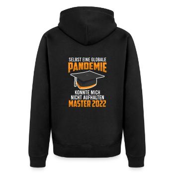 Pandemie Master Abschluss 2022 - Unisex Premium Bio Zip Hoodie - Schwarz - Hinten - Nico (187cm)