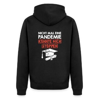 Bachelor Master Abschluss Pandemie Master 2022 - Unisex Premium Bio Zip Hoodie - Schwarz - Hinten - Nico (187cm)