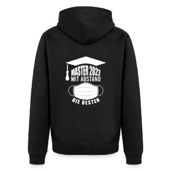 Master Pandemie Master Abschluss 2022 - Unisex Premium Bio Zip Hoodie - Schwarz - Hinten - Nico (187cm)