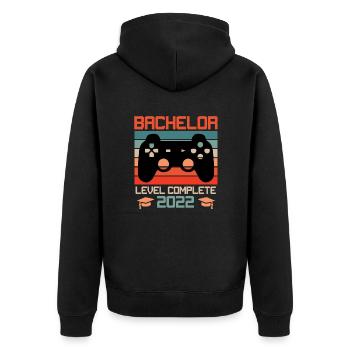 Bachelor Abschluss Bachelor 2022 - Unisex Premium Bio Zip Hoodie - Schwarz - Hinten - Nico (187cm)