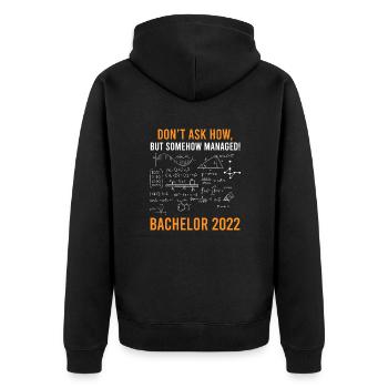 Bachelor Abschluss 2022 Bachelor - Unisex Premium Bio Zip Hoodie - Schwarz - Hinten - Nico (187cm)