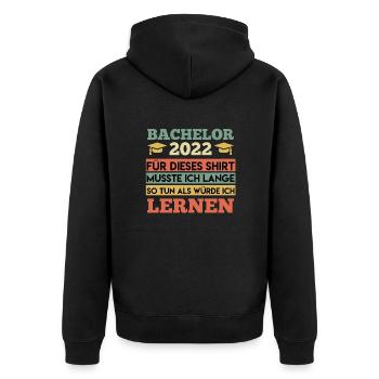 Bachelor 2022 Bachelor Abschluss - Unisex Premium Bio Zip Hoodie - Schwarz - Hinten - Nico (187cm)