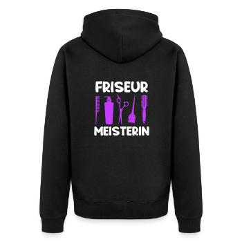 Friseur Meisterin Meister - Unisex Premium Bio Zip Hoodie - Schwarz - Hinten - Nico (187cm)