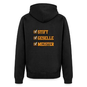 Meisterprüfung bestanden Meister - Unisex Premium Bio Zip Hoodie - Schwarz - Hinten - Nico (187cm)