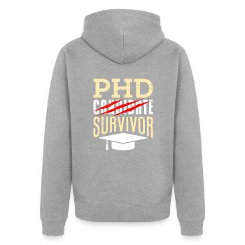 phd Thèse de doctorat survivante réussie doctorat - Veste à capuche bio Premium Unisexe - gris chiné - Dos - Nico (187cm)