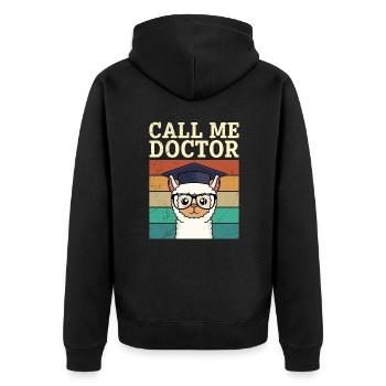 Call me Doctor Dissertation Doctorate passed - Unisex Premium Organic Zip Hoodie - black - Back - Nico (187cm)