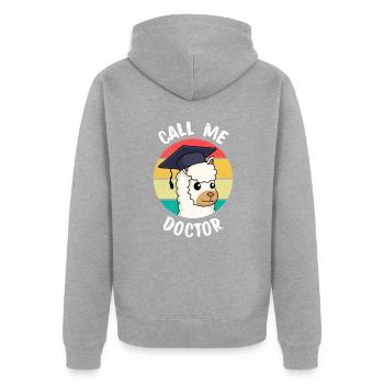 Appelez-moi Docteur Dissertation Doctorat Disputation - Veste à capuche bio Premium Unisexe - gris chiné - Dos - Nico (187cm)