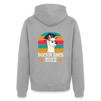 Docteur depuis 2022 Thèse de doctorat Doctorat - Veste à capuche bio Premium Unisexe - gris chiné - Dos - Nico (187cm)