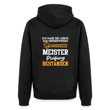 Meister Meisterprüfung Kfz Meister - Unisex Premium Bio Zip Hoodie - Schwarz - Hinten - Nico (187cm)
