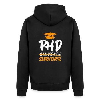 Doctorate 2022 Phd Survivor Doctorate Doctor - Unisex Premium Organic Zip Hoodie - black - Back - Nico (187cm)