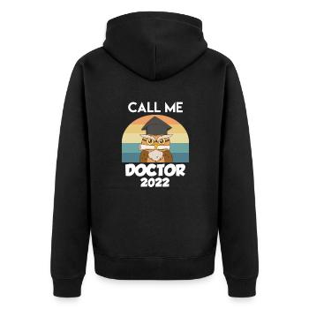 Phd Doctor Doctorate Call me Doctor - Unisex Premium Organic Zip Hoodie - black - Back - Nico (187cm)