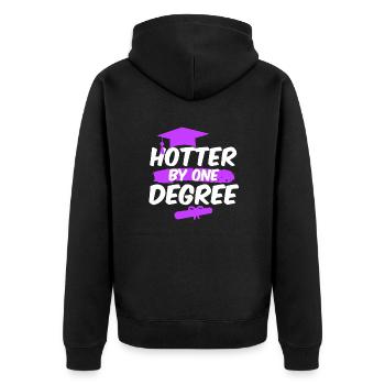 One Degree Hotter! Bachelor Master PHD - Unisex Premium Bio Zip Hoodie - Schwarz - Hinten - Nico (187cm)