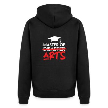 Master of Arts Masterabschluss Master 2022 - Unisex Premium Bio Zip Hoodie - Schwarz - Hinten - Nico (187cm)