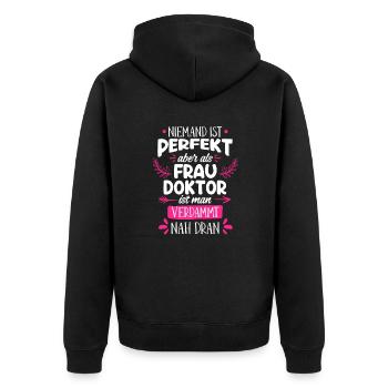 Doctorat Presque Parfait Docteur 2022 - Veste à capuche bio Premium Unisexe - noir - Dos - Nico (187cm)